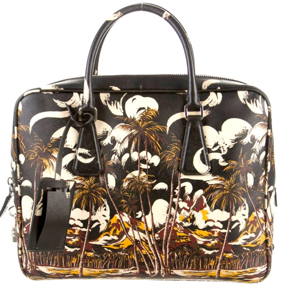 Prada Saffiano Hawaiian/Tropical Print Briefcase Pre-Spring 2014 Collection